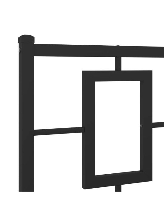 Gultas rāmis ar galvgali un kājgali, melns metāls, 140x190 cm