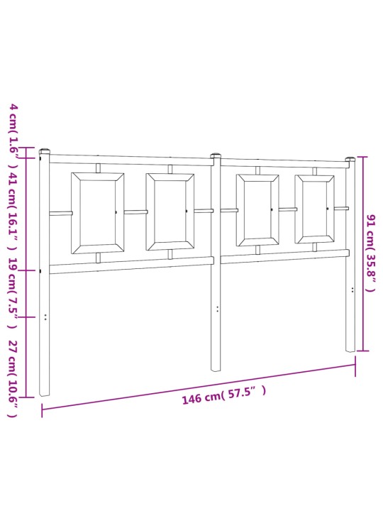 Gultas galvgalis, metāls, melns, 140 cm