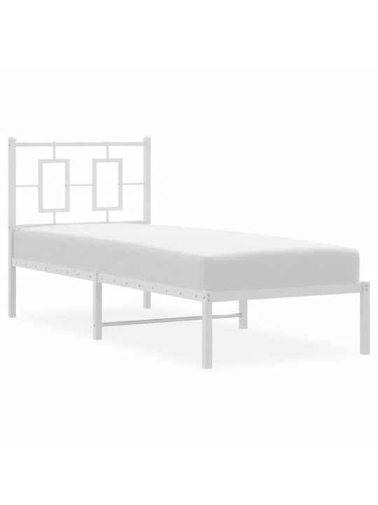 Gultas rāmis ar galvgali, balts metāls, 80x200 cm