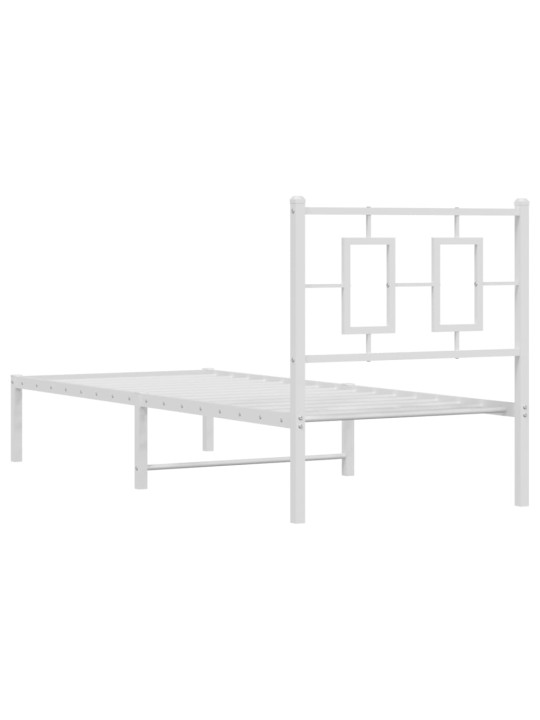 Gultas rāmis ar galvgali, balts metāls, 80x200 cm