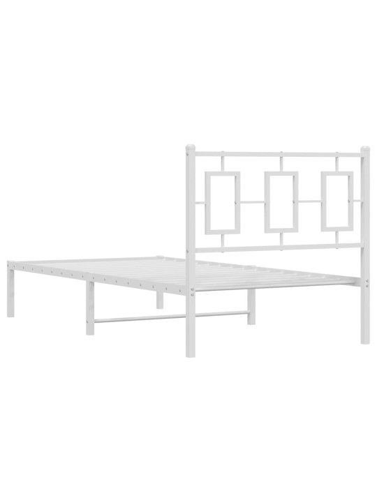 Gultas rāmis ar galvgali, balts metāls, 90x190 cm