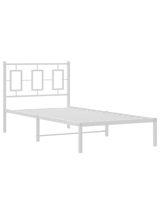 Gultas rāmis ar galvgali, balts metāls, 90x200 cm