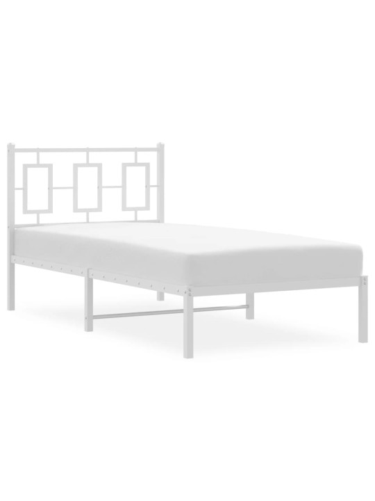 Gultas rāmis ar galvgali, balts metāls, 90x200 cm