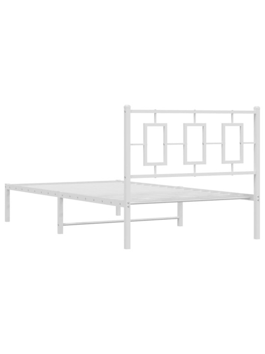 Gultas rāmis ar galvgali, balts metāls, 100x190 cm