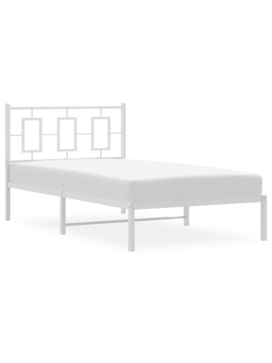 Gultas rāmis ar galvgali, balts metāls, 100x200 cm