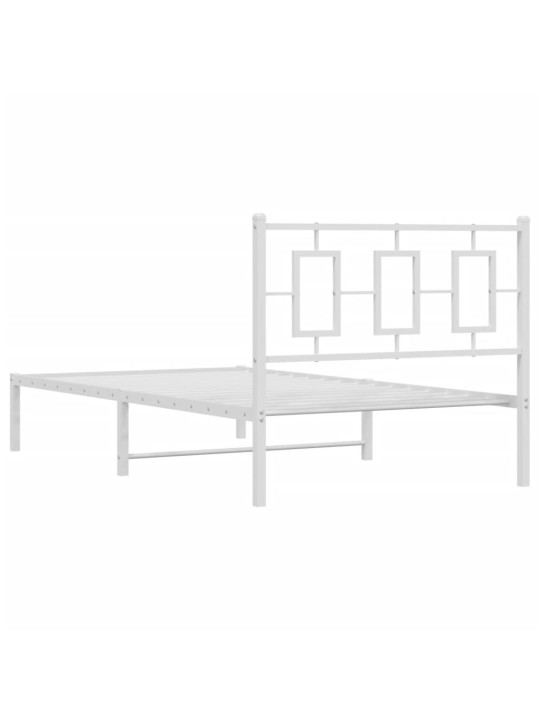 Gultas rāmis ar galvgali, balts metāls, 100x200 cm