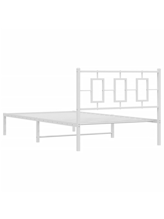 Gultas rāmis ar galvgali, balts metāls, 107x203 cm