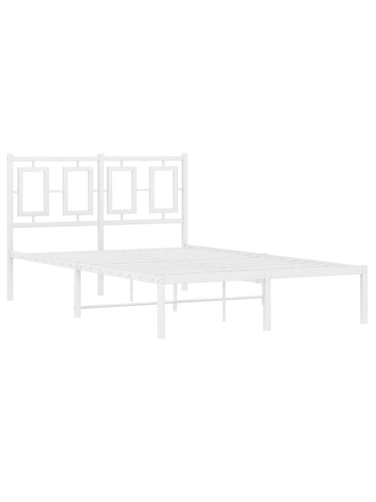 Gultas rāmis ar galvgali, balts metāls, 120x200 cm