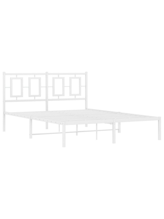 Gultas rāmis ar galvgali, balts metāls, 140x200 cm