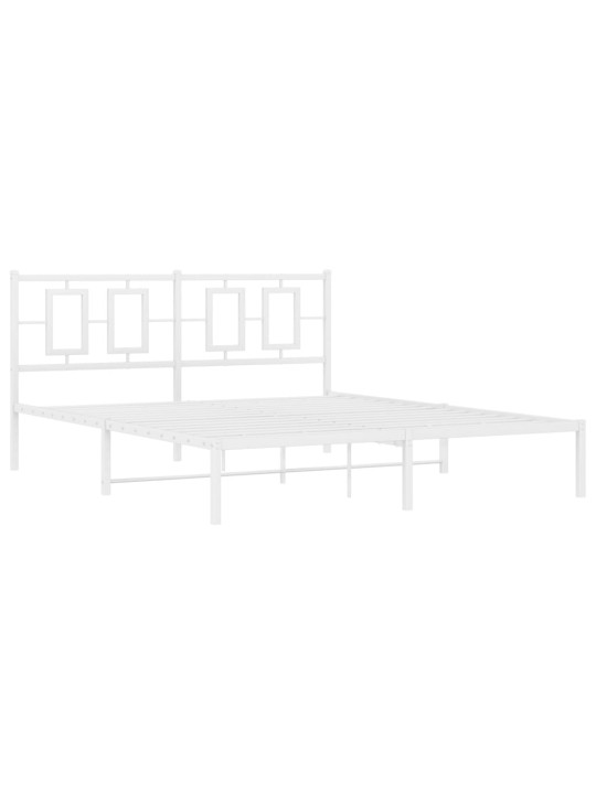 Gultas rāmis ar galvgali, balts metāls, 150x200 cm
