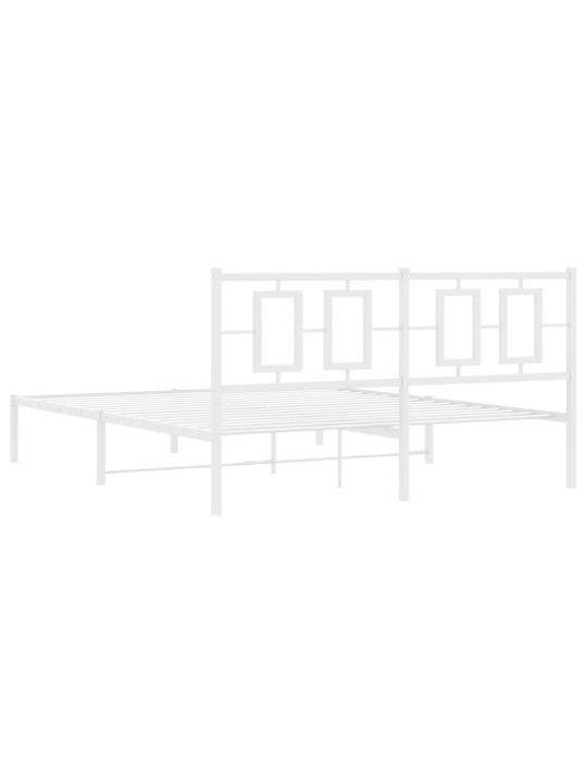 Gultas rāmis ar galvgali, balts metāls, 150x200 cm