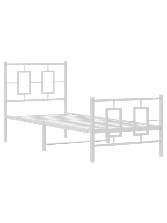 Gultas rāmis ar galvgali un kājgali, balts metāls, 80x200 cm