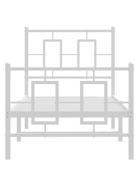 Gultas rāmis ar galvgali un kājgali, balts metāls, 80x200 cm