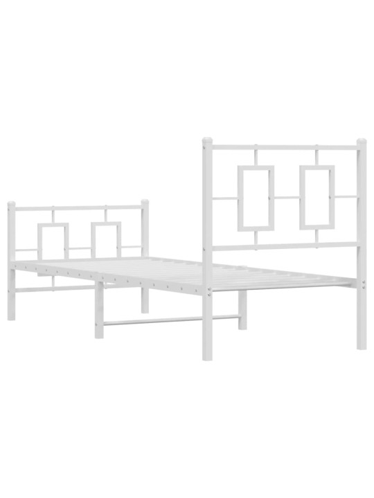 Gultas rāmis ar galvgali un kājgali, balts metāls, 80x200 cm
