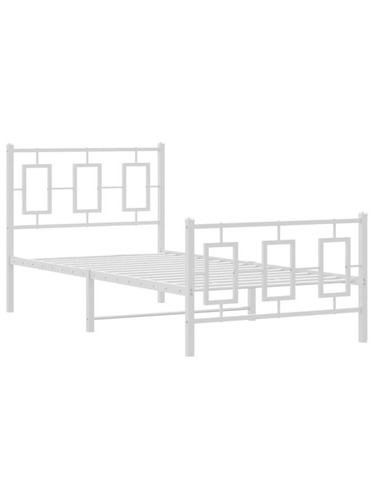 Gultas rāmis ar galvgali un kājgali, balts metāls, 90x200 cm