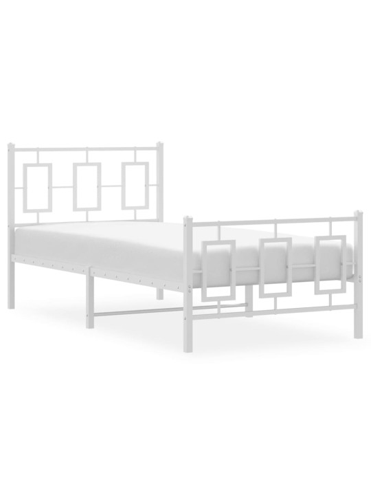 Gultas rāmis ar galvgali un kājgali, balts metāls, 90x200 cm