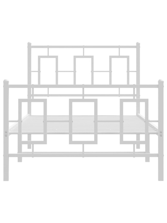 Gultas rāmis ar galvgali un kājgali, balts metāls, 90x200 cm