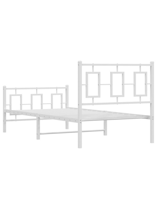 Gultas rāmis ar galvgali un kājgali, balts metāls, 90x200 cm