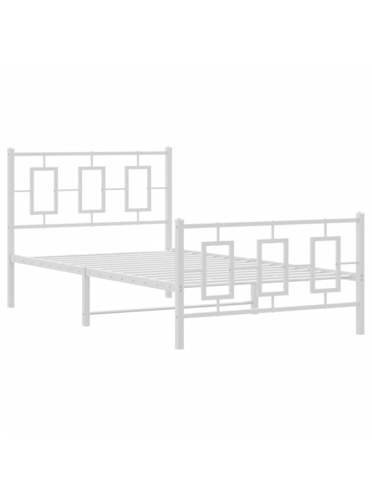 Gultas rāmis ar galvgali un kājgali, balts metāls, 100x200 cm