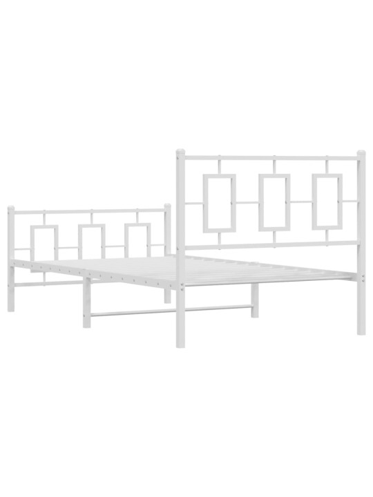 Gultas rāmis ar galvgali un kājgali, balts metāls, 100x200 cm