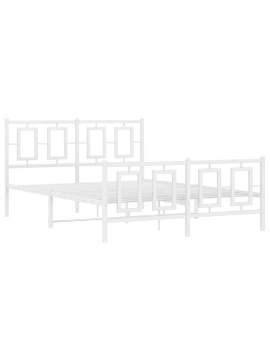 Gultas rāmis ar galvgali un kājgali, balts metāls, 135x290 cm