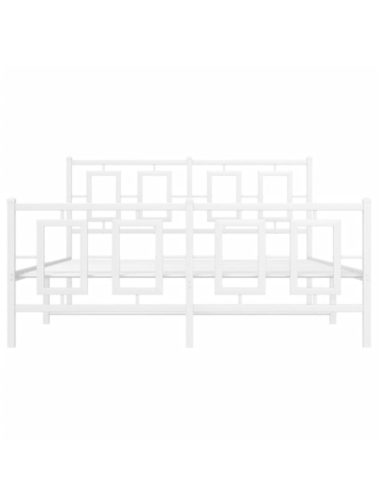 Gultas rāmis ar galvgali un kājgali, balts metāls, 135x290 cm