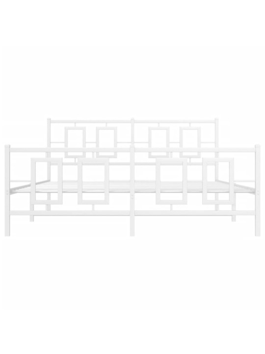 Gultas rāmis ar galvgali un kājgali, balts metāls, 150x200 cm