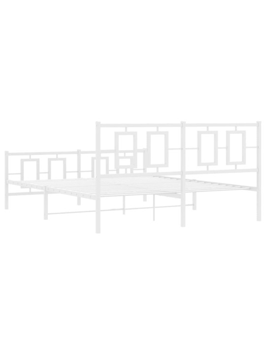 Gultas rāmis ar galvgali un kājgali, balts metāls, 150x200 cm