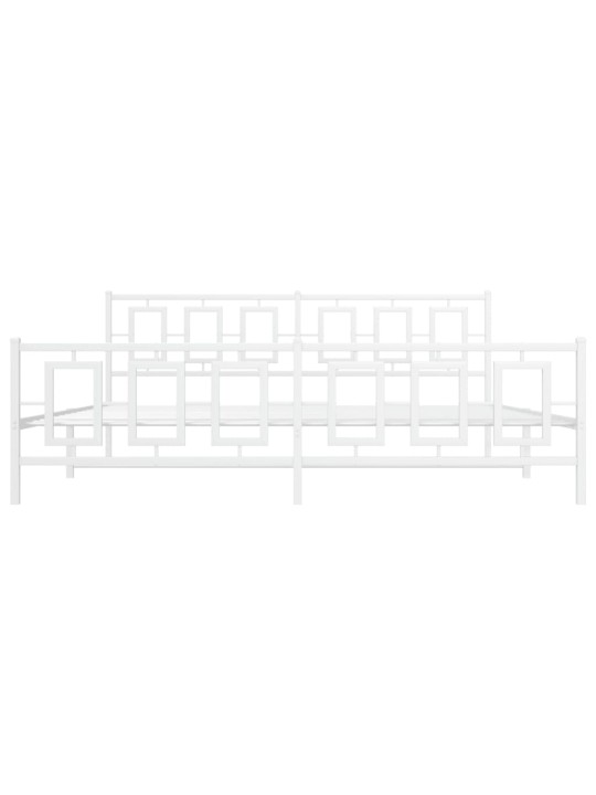 Gultas rāmis ar galvgali un kājgali, balts metāls, 200x200 cm