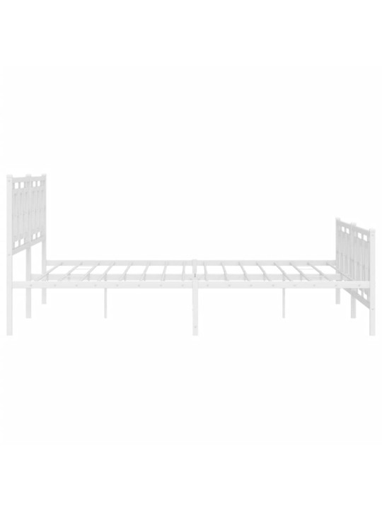 Gultas rāmis ar galvgali un kājgali, balts metāls, 200x200 cm