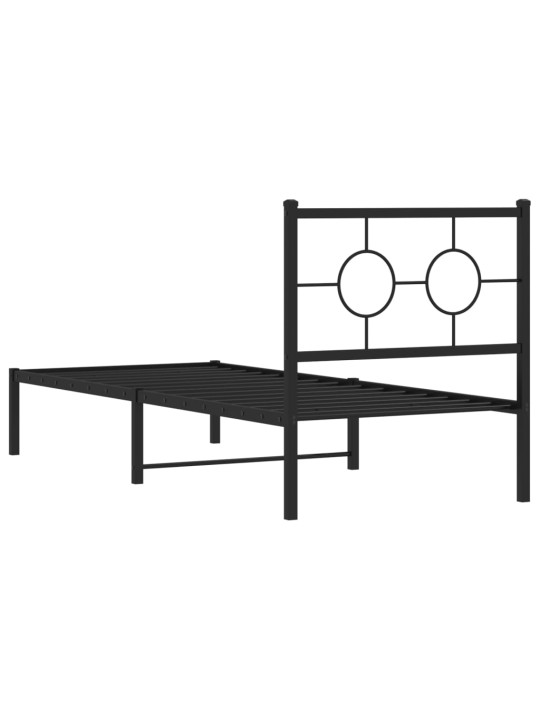 Gultas rāmis ar galvgali, melns metāls, 80x200 cm