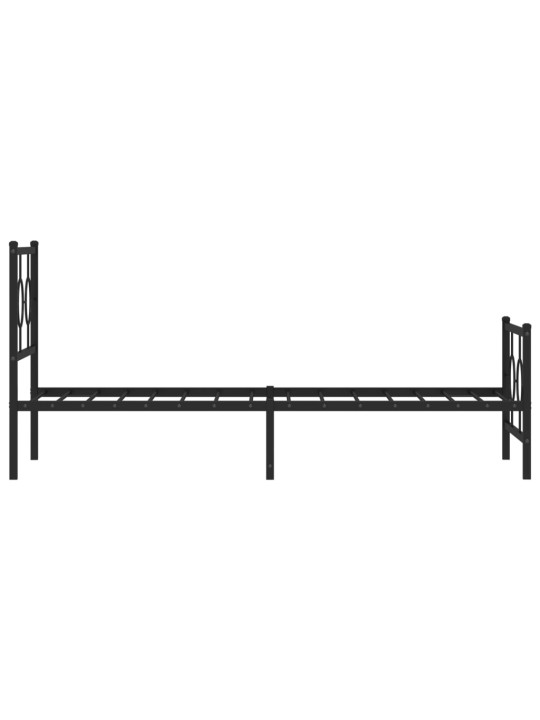 Gultas rāmis ar galvgali un kājgali, melns metāls, 75x190 cm