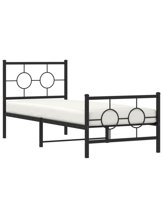 Gultas rāmis ar galvgali un kājgali, melns metāls, 80x200 cm