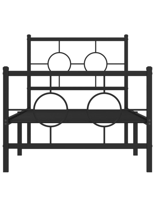 Gultas rāmis ar galvgali un kājgali, melns metāls, 80x200 cm