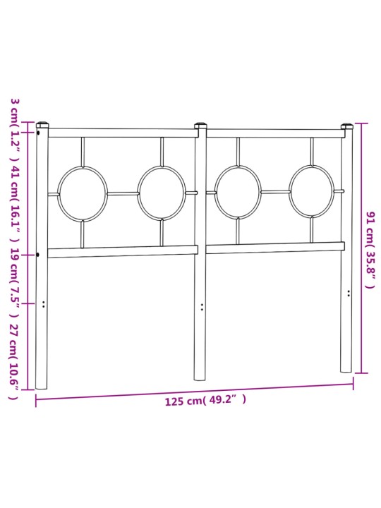 Gultas galvgalis, metāls, melns, 120 cm