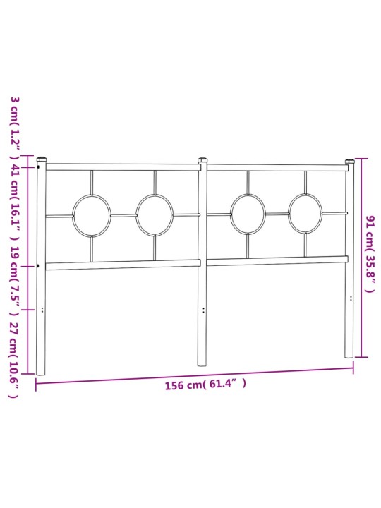 Gultas galvgalis, metāls, melns, 150 cm