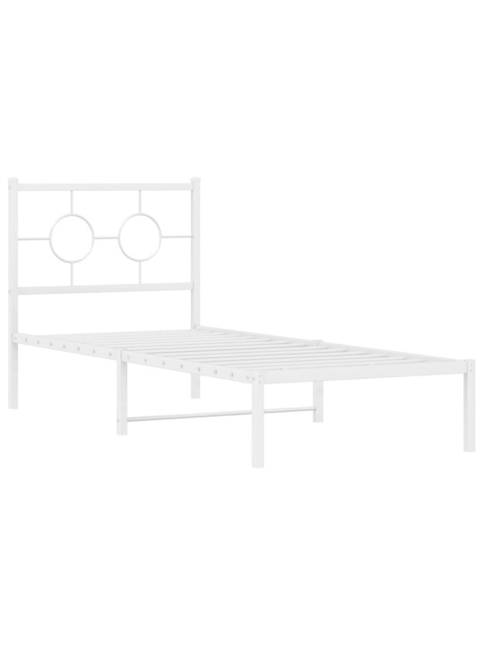 Gultas rāmis ar galvgali, balts metāls, 80x200 cm