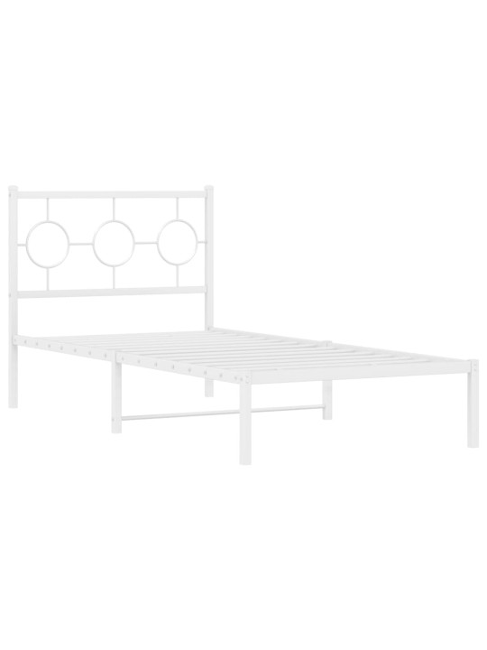 Gultas rāmis ar galvgali, balts metāls, 90x200 cm
