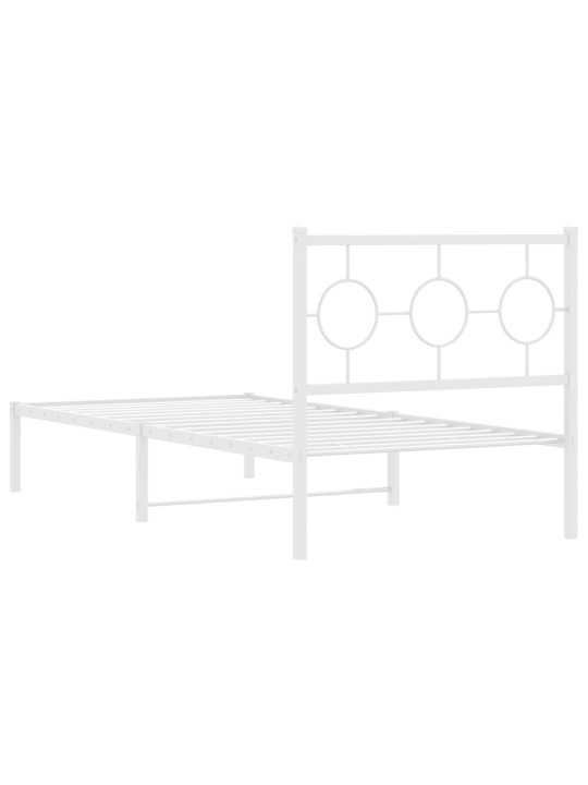 Gultas rāmis ar galvgali, balts metāls, 90x200 cm