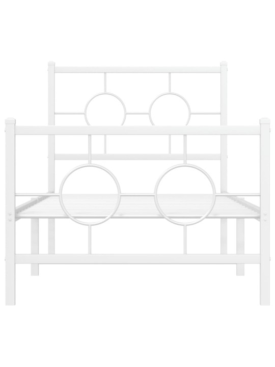 Gultas rāmis ar galvgali un kājgali, balts metāls, 80x200 cm