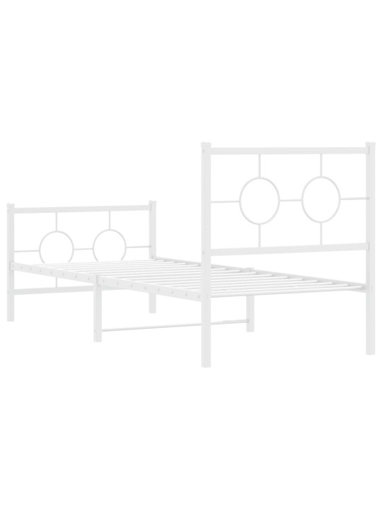 Gultas rāmis ar galvgali un kājgali, balts metāls, 80x200 cm