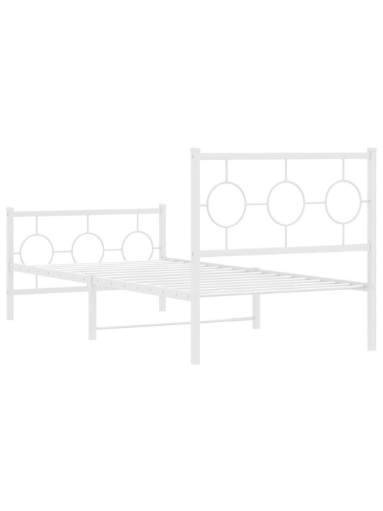 Gultas rāmis ar galvgali un kājgali, balts metāls, 90x200 cm