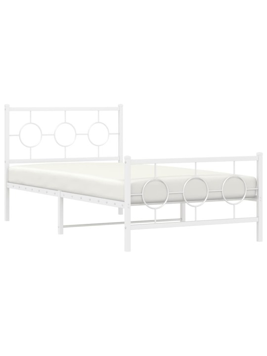 Gultas rāmis ar galvgali un kājgali, balts metāls, 100x200 cm