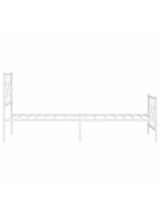 Gultas rāmis ar galvgali un kājgali, balts metāls, 100x200 cm