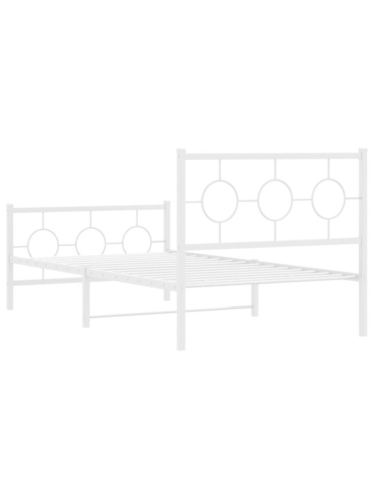 Gultas rāmis ar galvgali un kājgali, balts metāls, 100x200 cm