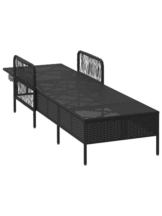 Sauļošanās zvilnis ar spilvenu melna 157 x 55 x 92cm poliratāns