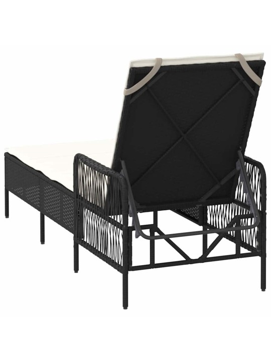 Sauļošanās zvilnis ar spilvenu melna 157 x 55 x 92cm poliratāns
