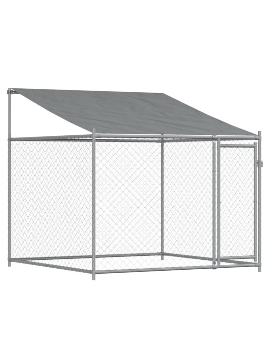 Suņu būris ar jumtu un durvīm, pelēks, 2x2x2 m, cinkots tērauds