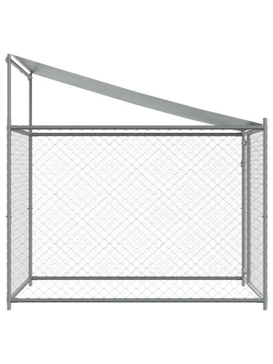 Suņu būris ar jumtu un durvīm, pelēks, 2x2x2 m, cinkots tērauds