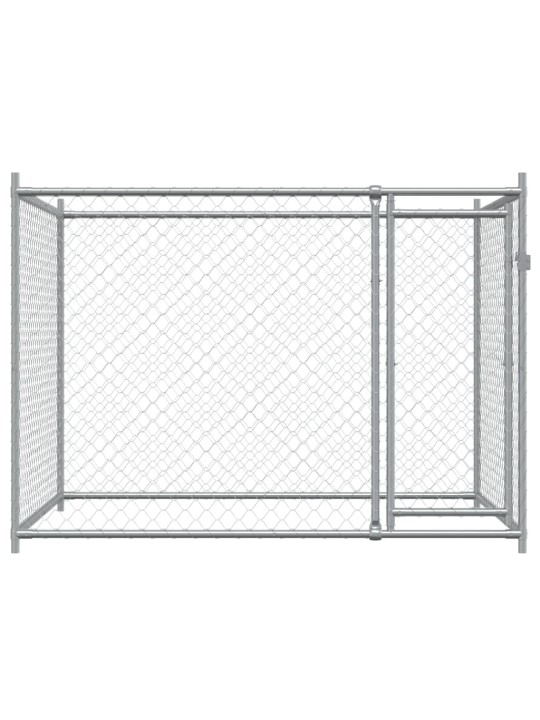 Suņu būris ar durvīm, pelēks, 2x2x1,5 m, cinkots tērauds